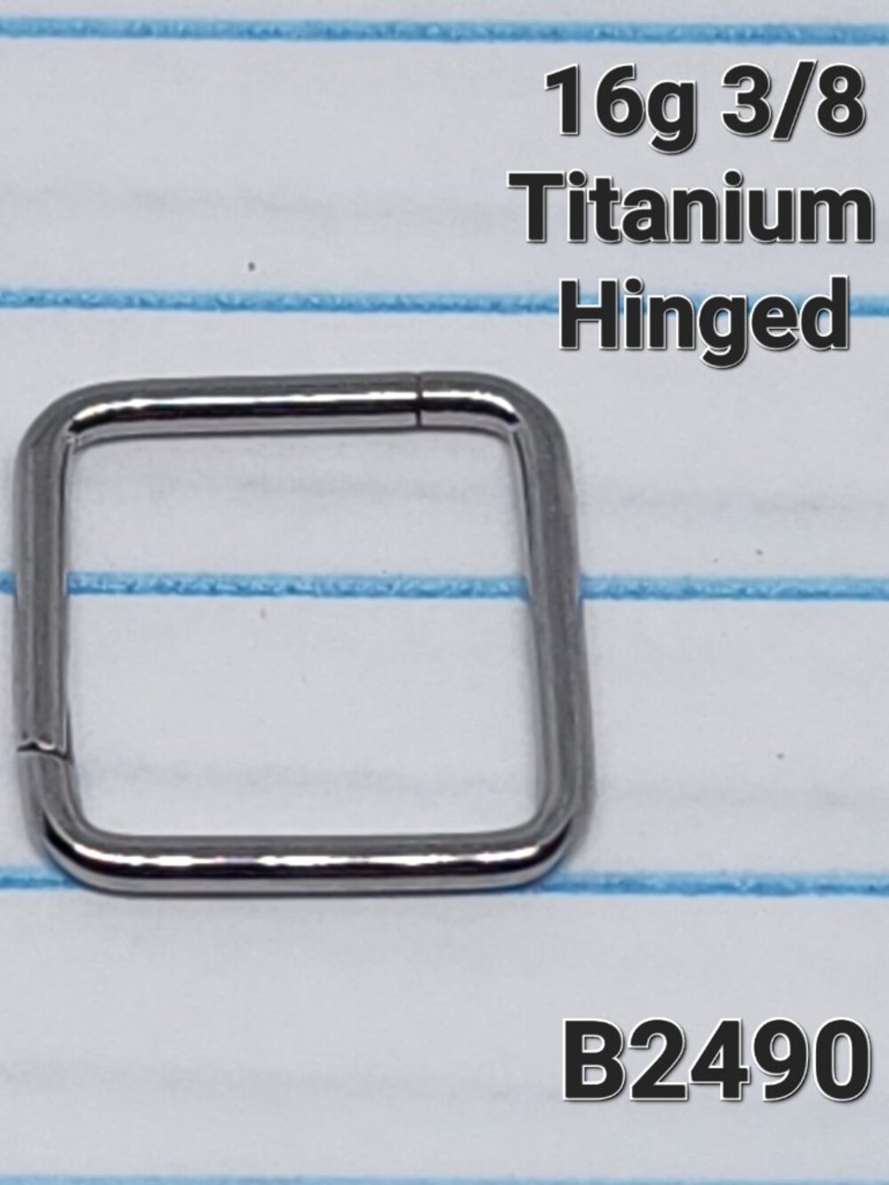 16g Titanium Square 3/8 Hinged Hoop Seamless Ring B2490